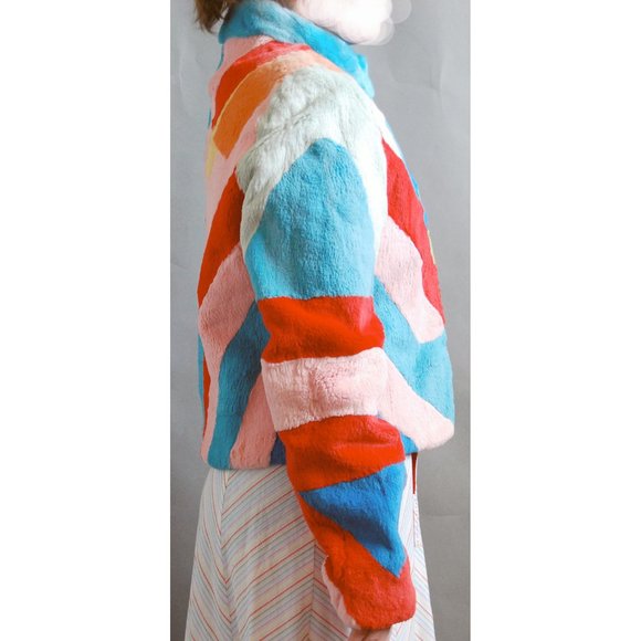 Rabbit Boho Bright Color Fur Coat - Picture 4 of 4